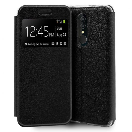 Cool Funda Flip Cover Liso Negro para Alcatel 3 (2019)
