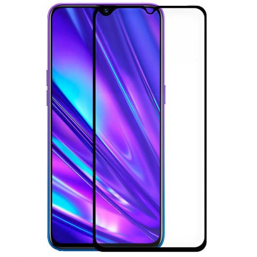 Cool Protector Pantalla Cristal Templado para Realme 5 Pro FULL 3D Negro