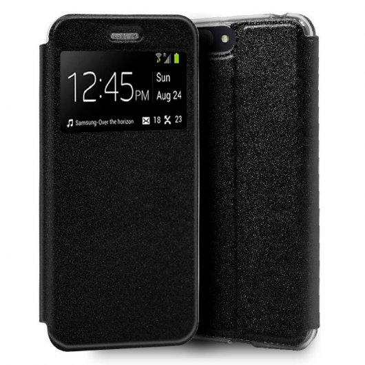 Cool Funda Flip Cover Liso Negro para Alcatel 1V (2019)