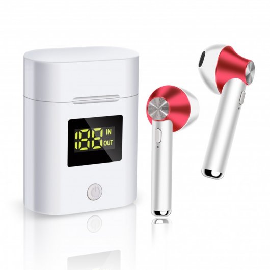 Fierro Borea Auriculares Bluetooth Con Base de Carga Rojos