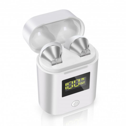 Fierro Borea Auriculares Bluetooth Con Base de Carga Plata
