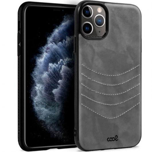 Cool Carcasa Leather Bordado Gris para iPhone 11 Pro
