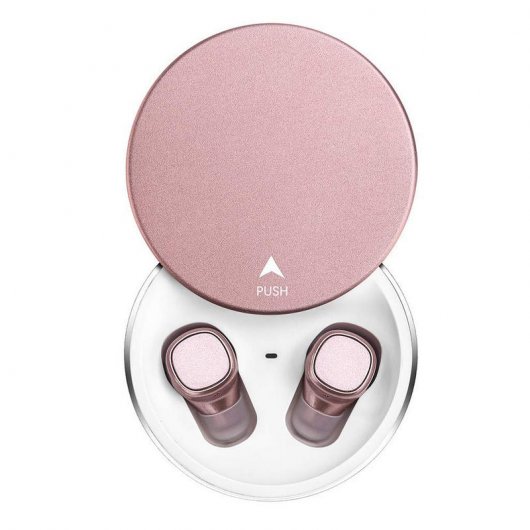 Fierro Lion Auriculares Bluetooth Con Base de Carga Rosa Dorado