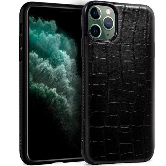 Raffinata custodia in pelle di coccodrillo nera per iPhone 11 Pro Max