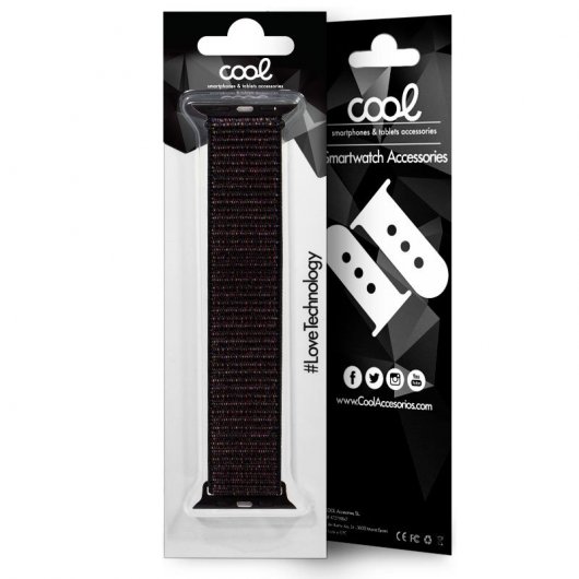 Cool Correa Loop Nylon Negra para Apple Watch Series 1/2/3/4/5 (42/44 mm)