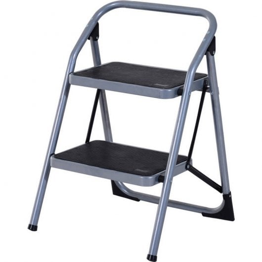 HomCom B72-019 Escalera Plegable Plateada 68x47x48cm