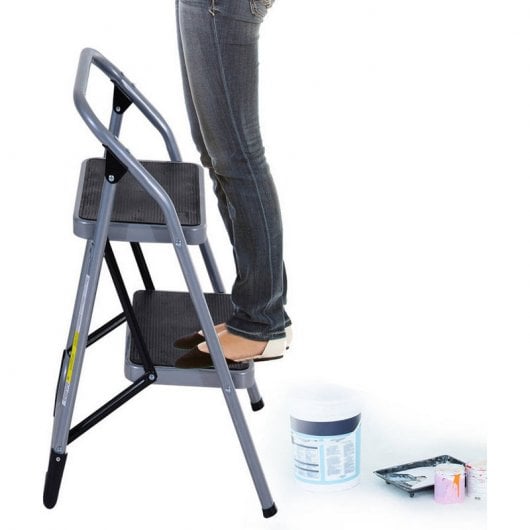 HomCom B72-019 Escalera Plegable Plateada 68x47x48cm