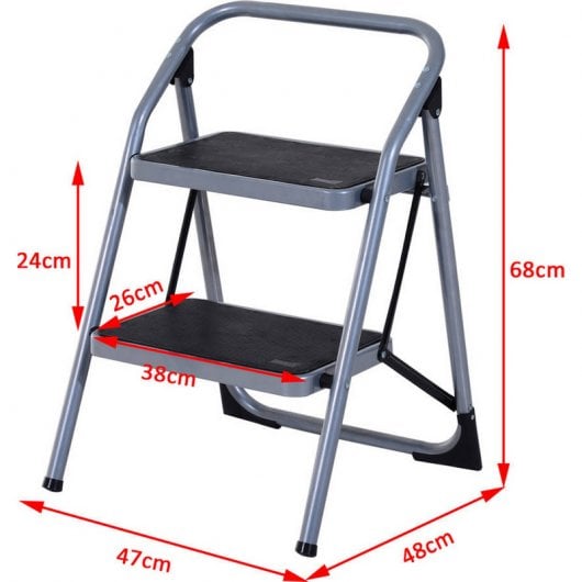HomCom B72-019 Escalera Plegable Plateada 68x47x48cm