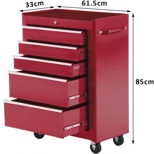 HomCom B20-004RD Carro de Herramientas Acero Rojo