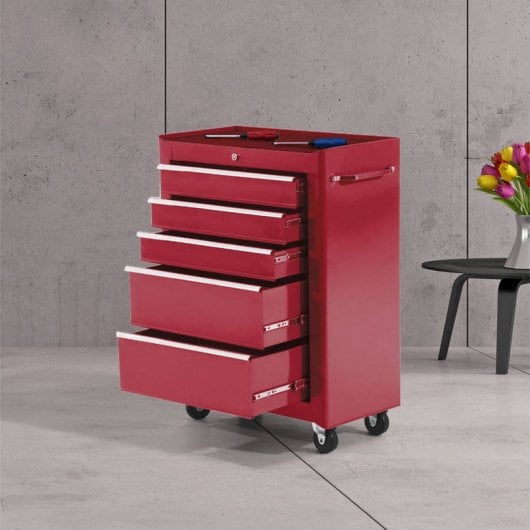 HomCom B20-004RD Carro de Herramientas Acero Rojo