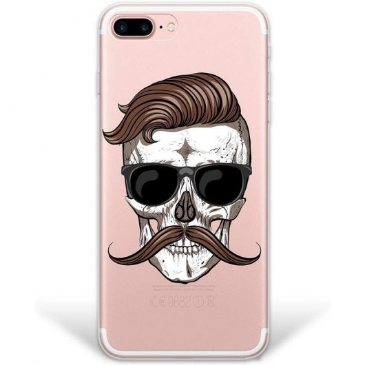 WoowCase Funda de Silicona Calavera con Bigote para iPhone 8 Plus