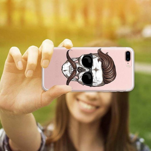 WoowCase Funda de Silicona Calavera con Bigote para iPhone 8 Plus