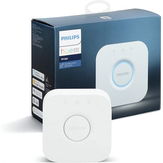 Philips Hue White Pack Bombilla LED E27 9W Blanco Cálido + Puente + Interruptor Inalámbrico