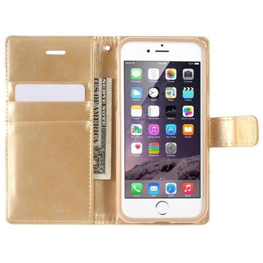 Mercury Goospery Funda Billetera Dorada para iPhone 7/8