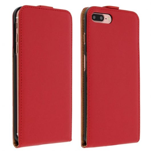 Avizar Funda Cierre Vertical Cuero Rojo para iPhone 7 Plus/8 Plus