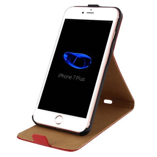 Avizar Funda Cierre Vertical Cuero Rojo para iPhone 7 Plus/8 Plus