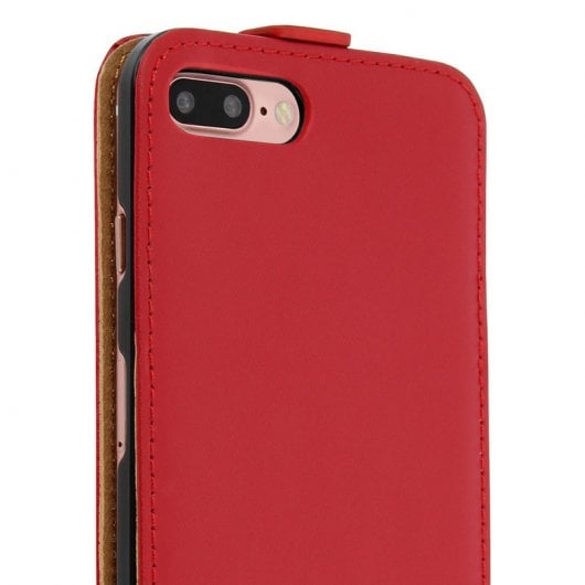 Avizar Funda Cierre Vertical Cuero Rojo para iPhone 7 Plus/8 Plus
