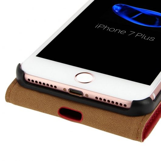 Avizar Funda Cierre Vertical Cuero Rojo para iPhone 7 Plus/8 Plus