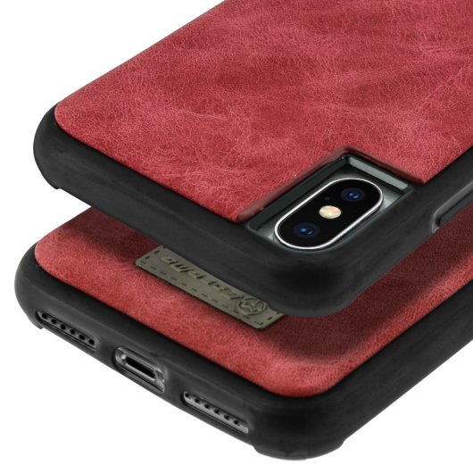 Avizar Funda Monedero de Piel Sintética Roja para Apple iPhone X/XS