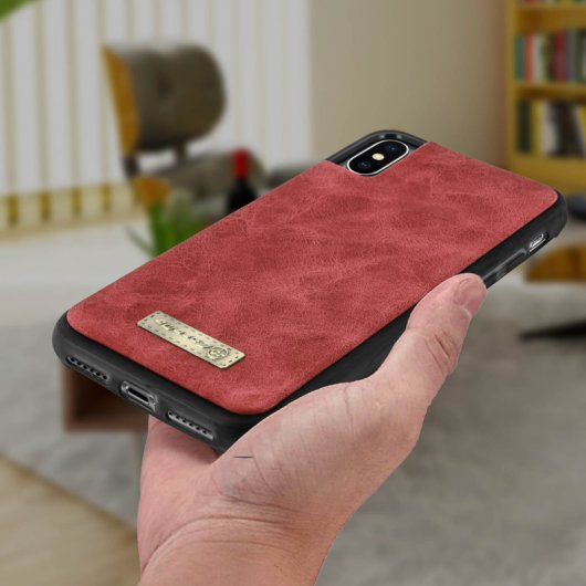 Avizar Funda Monedero de Piel Sintética Roja para Apple iPhone X/XS