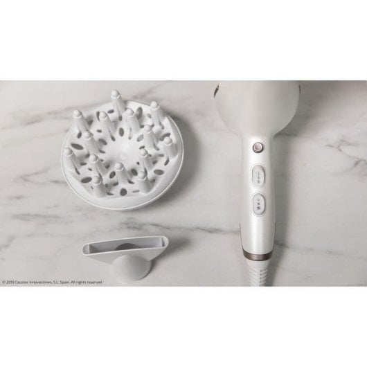 Secador de Cabelo Profissional Iónico Cecotec Bamba IoniCare 5300 Maxi Aura 2200W Ar Frio Difusor Branco