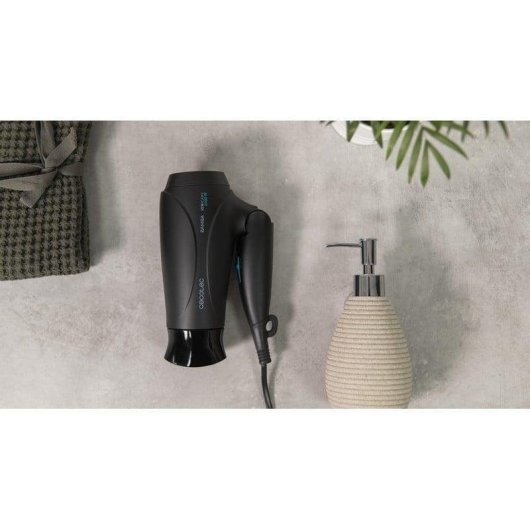 Secador de Cabelo Dobrável Iónico de Viagem Cecotec Bamba IoniCare 5450 Power&Go Pro Ice 2400W 2 Velocidades 2 Temperaturas com Difusor e Concentrador Preto/Azul