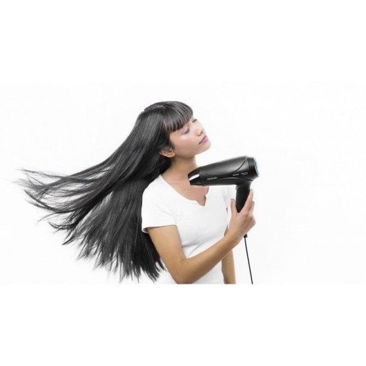 Secador de Cabelo Dobrável Iónico de Viagem Cecotec Bamba IoniCare 5450 Power&Go Pro Ice 2400W 2 Velocidades 2 Temperaturas com Difusor e Concentrador Preto/Azul