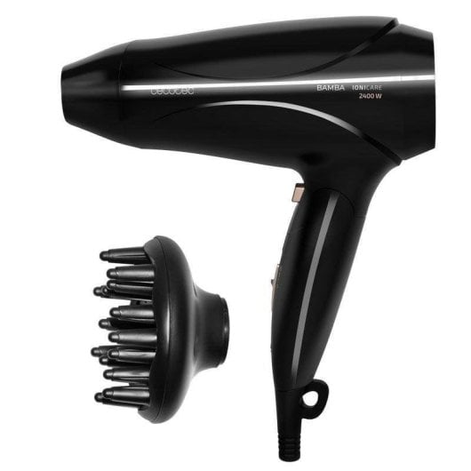 Asciugacapelli Cecotec Bamba IoniCare 5450 Power&Go Pro Fire Pieghevole Ionico da Viaggio 2400W con Diffusore e Accessori Nero
