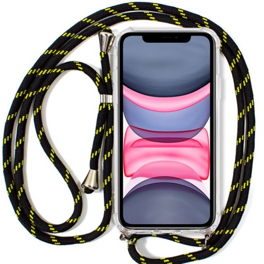 Cool Funda con Cordón Negro/Amarillo para Apple iPhone 11