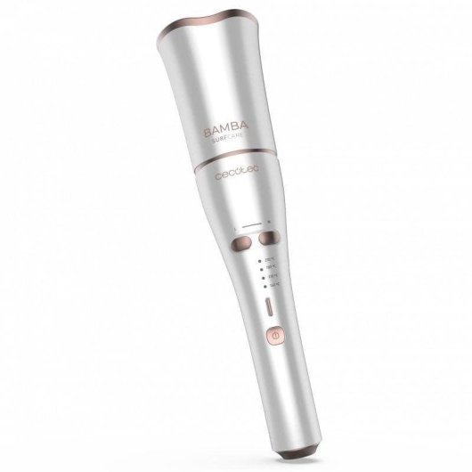 Arricciacapelli Automatico Cecotec Bamba SurfCare 800 Magic Waves Pro Cheratina Ionica 150-210°C 4 Impostazioni XL Oro rosa e bianco
