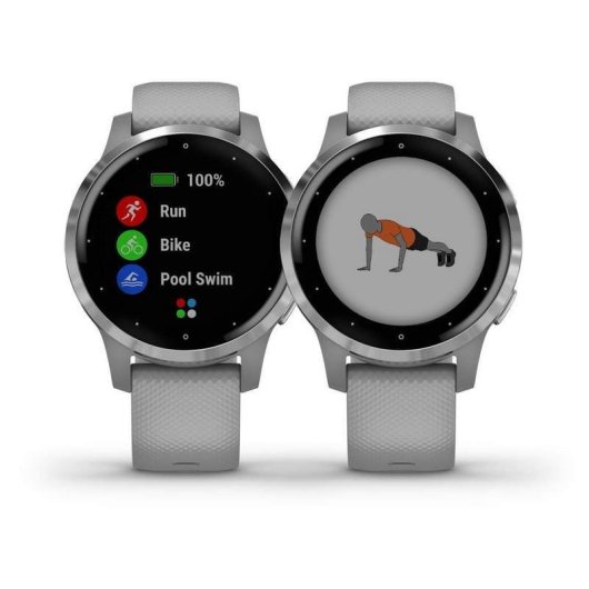 Garmin Vivoactive 4S Bluetooth GPS WiFi 40mm MIP Prateado/Prata Resistência Água 5ATM SpO2