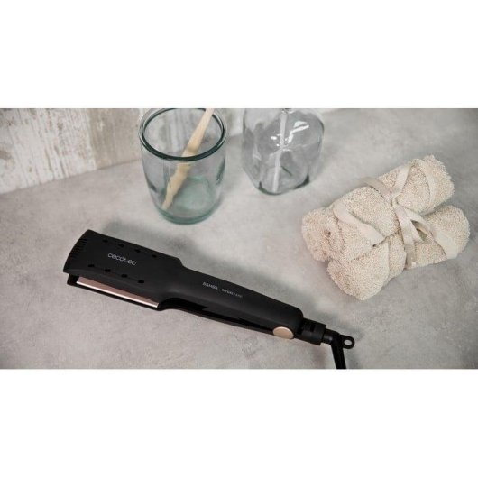 Prancha de Cabelo Cerâmica Profissional Cecotec RitualCare 900 Wet&Dry Max 210ºC Placas Largas Iónica Preto