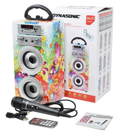 Dynasonic Karaoke 025 Altavoz Bluetooth con Karaoke y 2 Micrófonos Multicolor