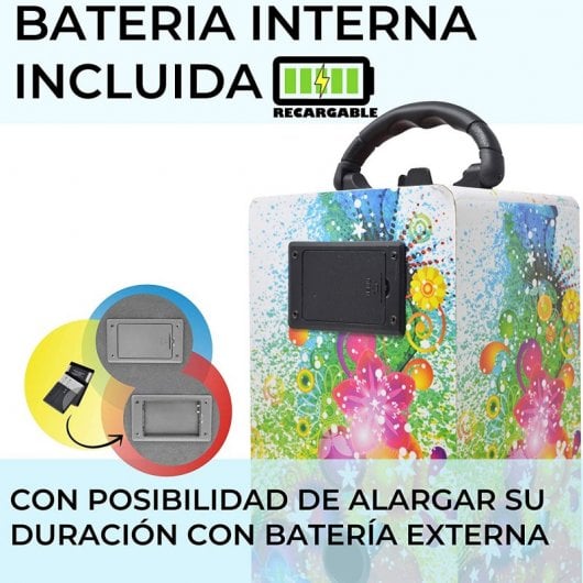 Dynasonic Karaoke 025 Altavoz Bluetooth con Karaoke y 2 Micrófonos Multicolor