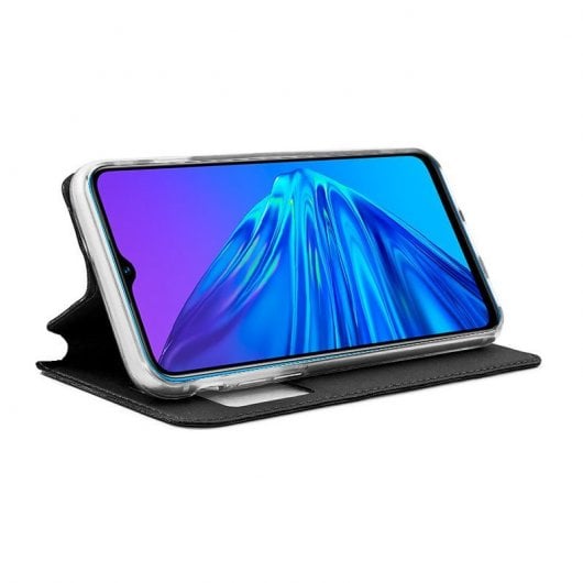 Cool Funda Flip Cover Liso Negro para Realme 5
