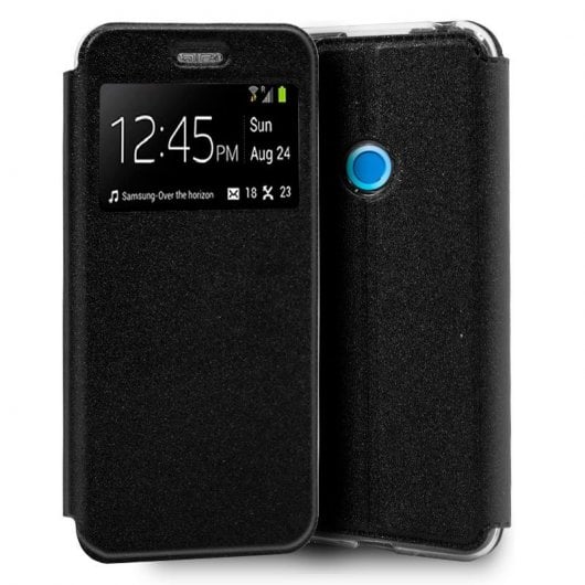Cool Funda Flip Cover Liso Negro para Realme 5