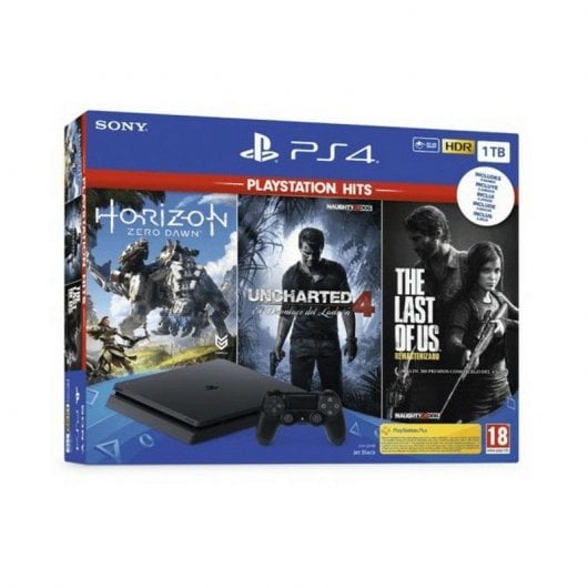 Sony PlayStation 4 Slim 1TB + Uncharted 4 + Horizon Zero Down + The Last of Us Remasterizado