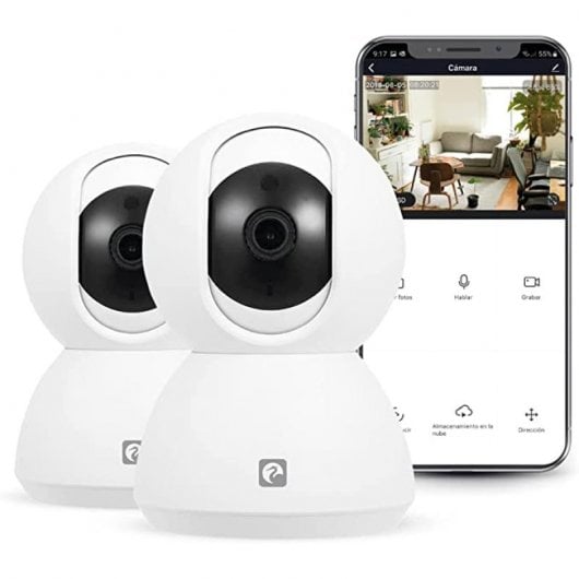 Garza Smarthome Pack 2 Telecamere di Sorveglianza WiFi 360º HD 720p