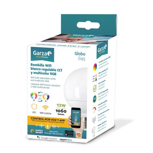 Garza Smarthome Bombilla Globo LED WiFi 12W E27 RGB