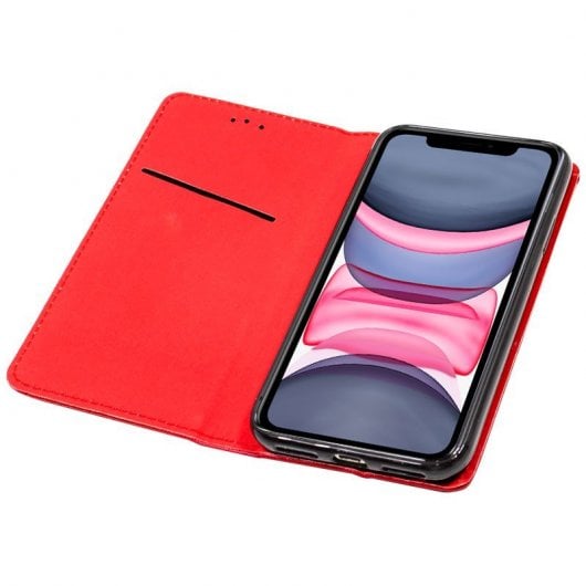 Cool Funda Flip Cover Liso Rojo para iPhone 11