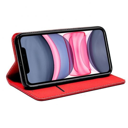 Cool Funda Flip Cover Liso Rojo para iPhone 11