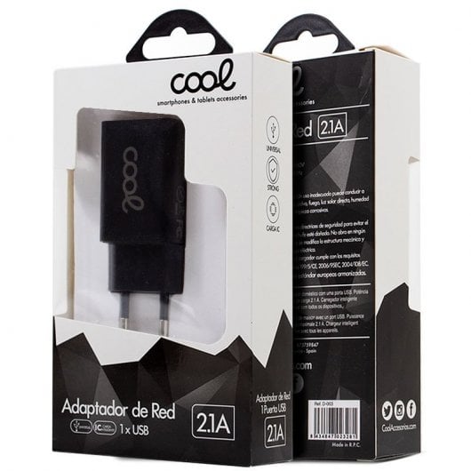 Cool Cargador Red Universal USB 2.1A Negro