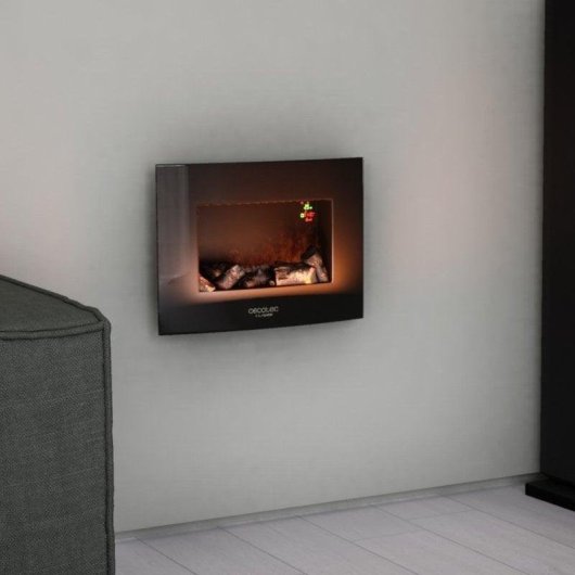 Lareira Elétrica Cecotec Ready Warm 2200 Curved Flames 2000W Mural Comando Temporizador
