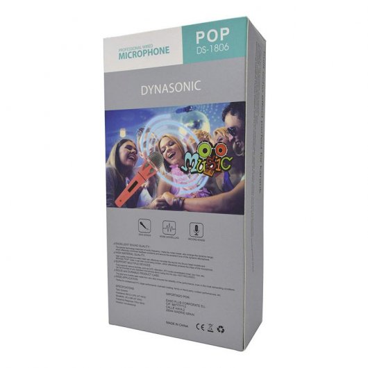 Dynasonic Pop DS-1806 Microfone Karaoke Rosa Claro
