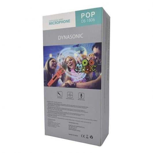 Dynasonic Pop DS-1806 Micrófono Karaoke Rojo