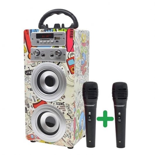 Dynasonic Karaoke 025 Altavoz Bluetooth con Karaoke y 2 Micrófonos Graffiti