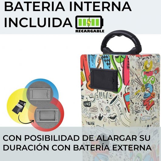 Dynasonic Karaoke 025 Altavoz Bluetooth con Karaoke y 2 Micrófonos Graffiti