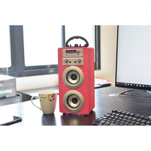 Dynasonic Karaoke 025 Altavoz Bluetooth con Karaoke y 2 Micrófonos Rosa