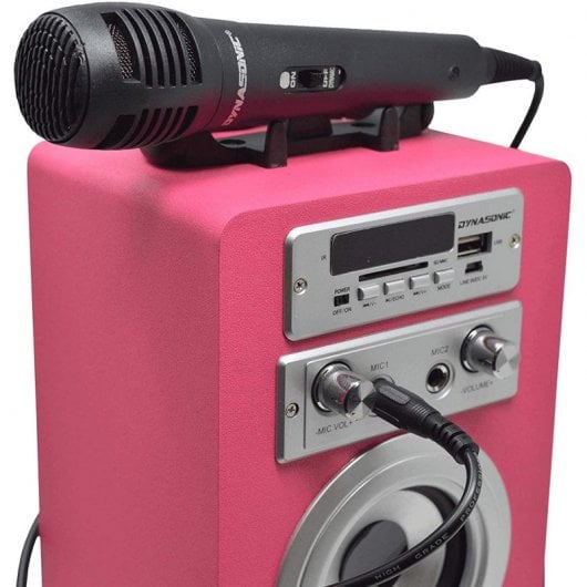Dynasonic Karaoke 025 Altavoz Bluetooth con Karaoke y 2 Micrófonos Rosa