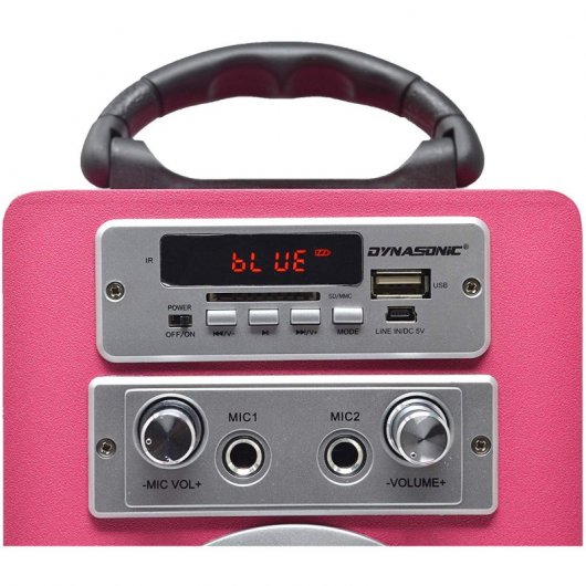 Dynasonic Karaoke 025 Altavoz Bluetooth con Karaoke y 2 Micrófonos Rosa